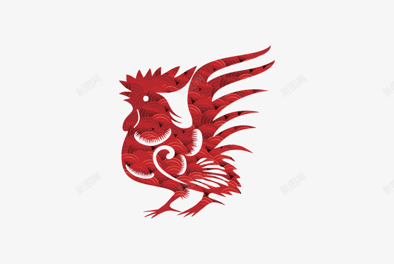 鸡年剪纸纹样png免抠素材_88icon https://88icon.com 剪纸 新年 红色 纹样 鸡年