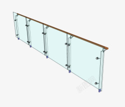 扁平钢化玻璃栏杆实物素材
