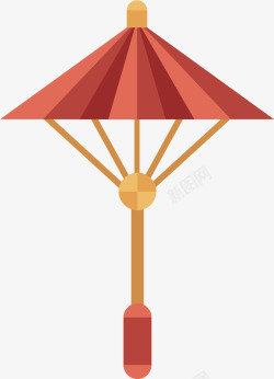 红色复古雨伞矢量图素材