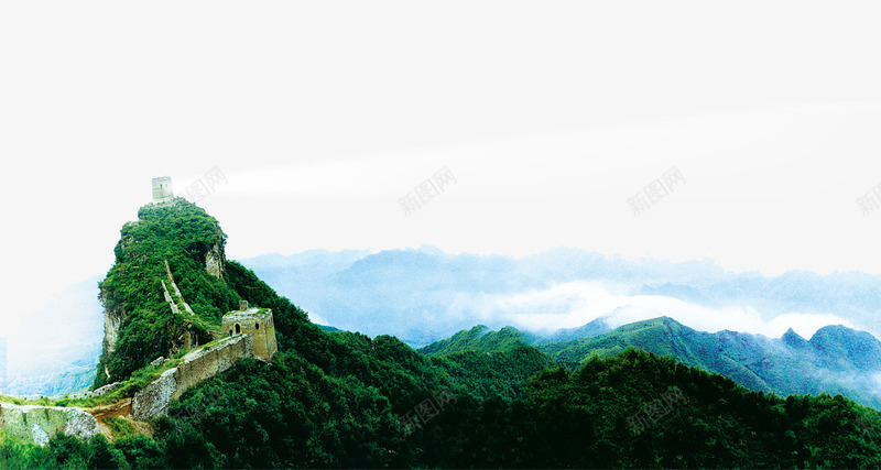 长城风景png免抠素材_88icon https://88icon.com 建筑 植物 绿色 长城 风景