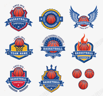 篮球icon蓝色篮球队队徽图标图标