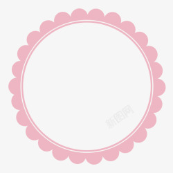 粉色光圆形粉色可爱波浪边框高清图片
