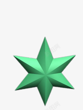 绿色立体六角星图标图标