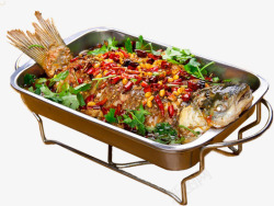 绿色食品背景烤鱼高清图片