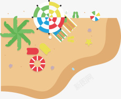 沙滩旅行卡通沙滩海滩插图矢量图素材