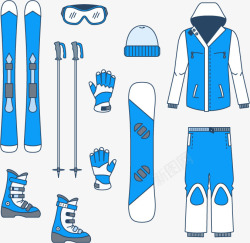 蓝色冬季运动装备素材