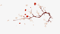 一枝红梅淡雅的梅花梅花高清图片