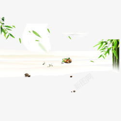 端午节海报元素竹子粽子树叶素材