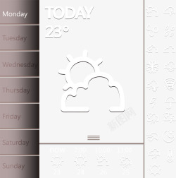 天气页面简约手机天气插件界面矢量图高清图片