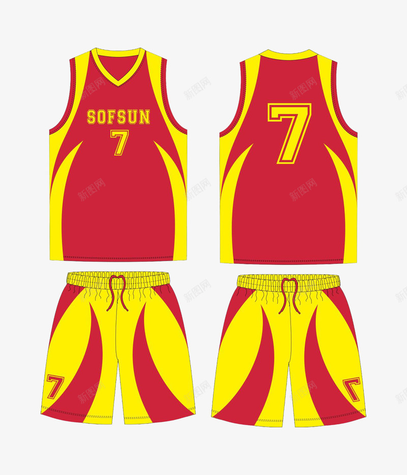 篮球队服图案png免抠素材_88icon https://88icon.com 7号 火焰球衣 短袖 短裤 篮球服 红色球衣