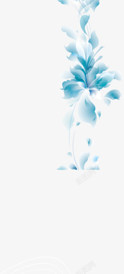 抽象水彩设计炫彩蓝色花朵花纹装饰高清图片