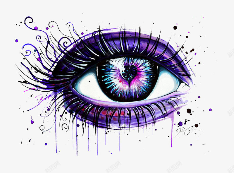 破碎的心png免抠素材_88icon https://88icon.com PixieCold by 多彩 彩色 摩登 梦幻 水彩 漂亮 漂亮的眼睛 眼中的心碎了 眼睫毛 破碎的心 紫色 艺术