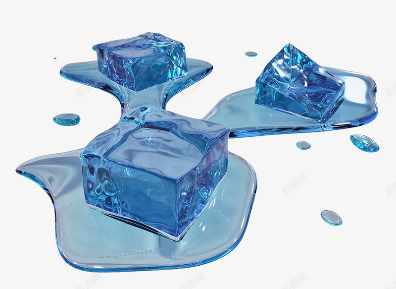 蓝色融化的冰块png免抠素材_88icon https://88icon.com 冰 冰块 冰渣 凉爽 手绘 水渍 碎冰 蓝色 融化 透明