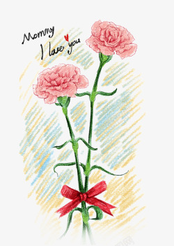 我爱妈妈手绘康乃馨高清图片