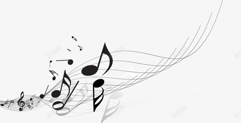 黑白音符曲线png免抠素材_88icon https://88icon.com 曲线线条 音乐 音符 音符花边 高音符 黑白矢量图