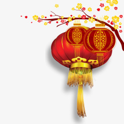 红色中国风节日灯笼装饰素材