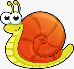 蜗牛壳纹路卡通呆萌绿色蜗牛高清图片