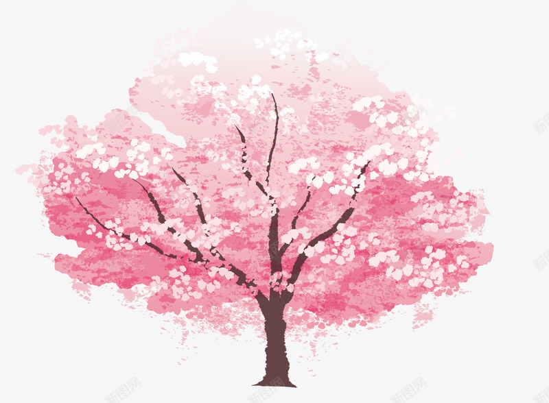 一树开满的桃花树矢量图ai免抠素材_88icon https://88icon.com 卡通手绘 唯美 桃花树 植物 矢量图 粉红色 艺术
