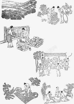 茶叶设计古代制茶工序高清图片
