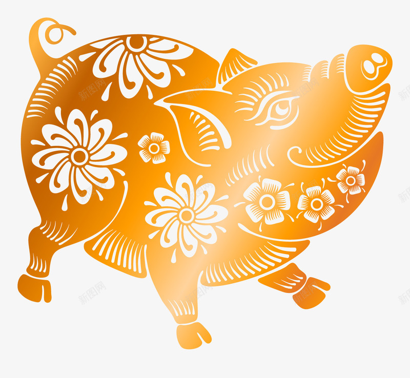 2019年猪年剪纸猪psd免抠素材_88icon https://88icon.com 2019年 2019年猪年剪纸猪矢量图 剪纸 猪 猪年