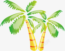 沙滩手绘插画椰子树素材