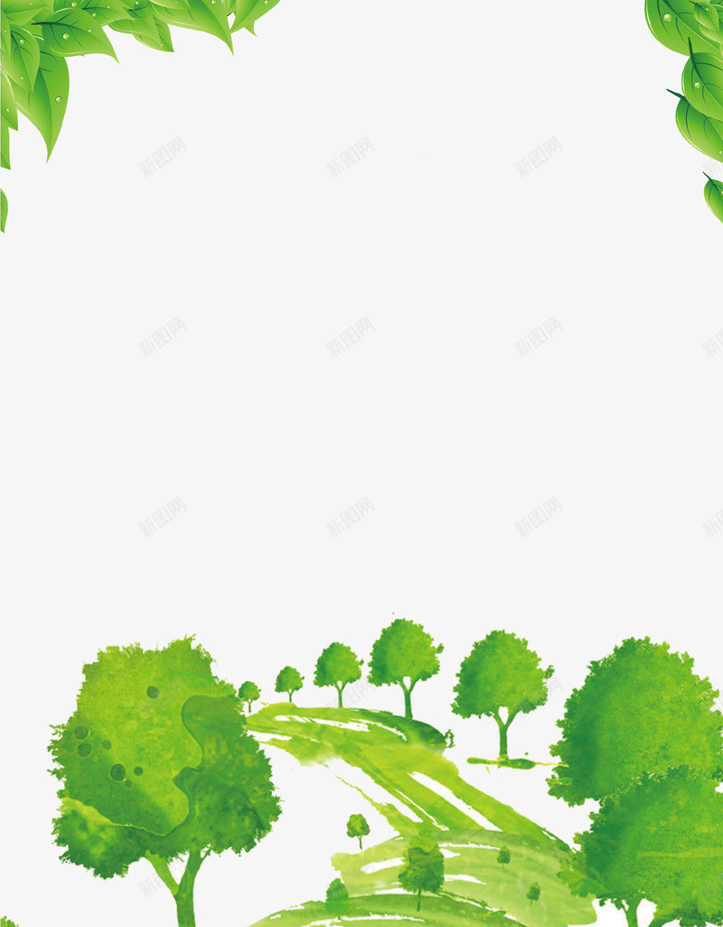 绿色清新健康低碳出行海报背景png免抠素材_88icon https://88icon.com 低碳出行 健康 树木 海报 清新 环保 绿色 草地