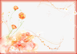 甜美粉色花朵边框素材