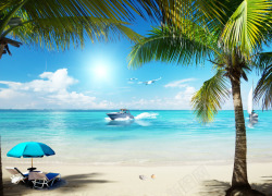 沙滩阳光海边风景背景高清图片