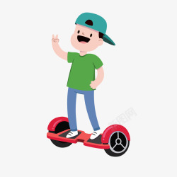 骑自选车卡通骑电动平衡车的男子高清图片