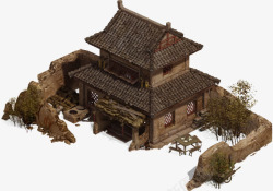 3d仿古门头古香古色庭院高清图片