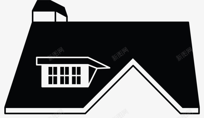 黑色木质卡通屋顶图标图标