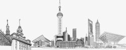 世博园上海城市线稿高清图片