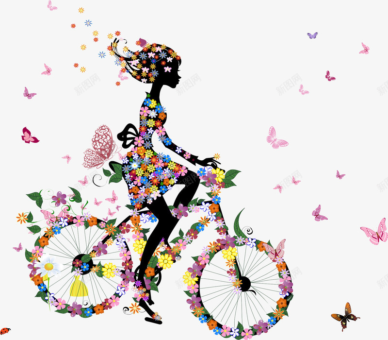 彩色绚丽骑车美女造型png免抠素材_88icon https://88icon.com 彩色 绚丽 美女 造型 骑车