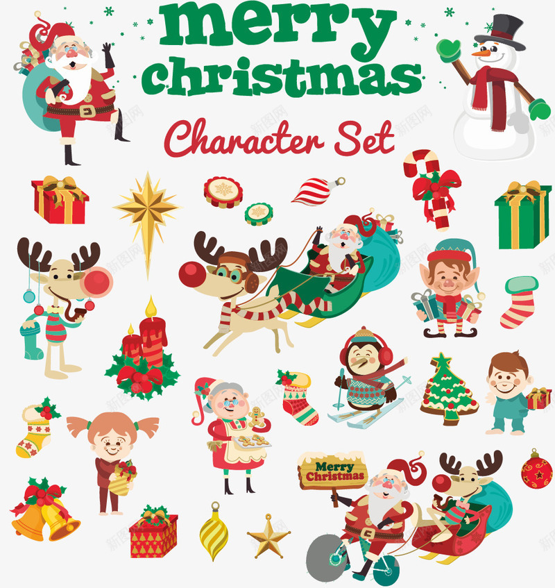 圣诞元素png免抠素材_88icon https://88icon.com 卡通 圣诞老人 圣诞节 平安夜 平面设计 广告设计 礼物 节日素材 雪人 雪橇