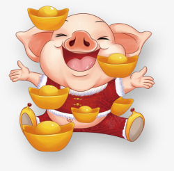 喜笑喜笑颜开猪新年高清图片