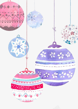 冬日插画圣诞装饰彩球高清图片