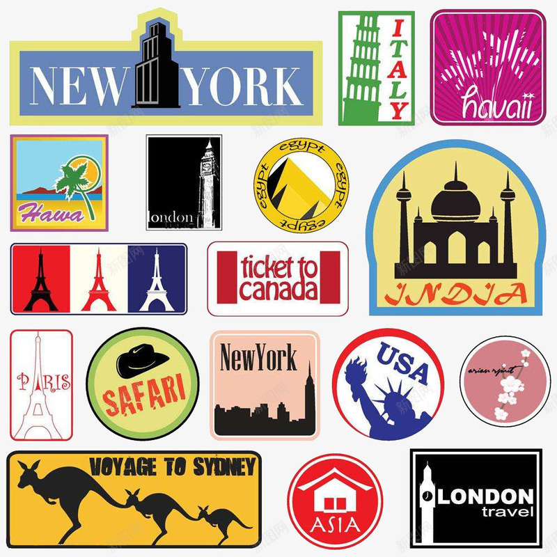 各国旅行标志合集png免抠素材_88icon https://88icon.com PNG素材 旅行标志 标签 素材合集