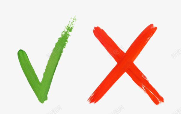 右向箭头手绘绿色红色对勾图标图标