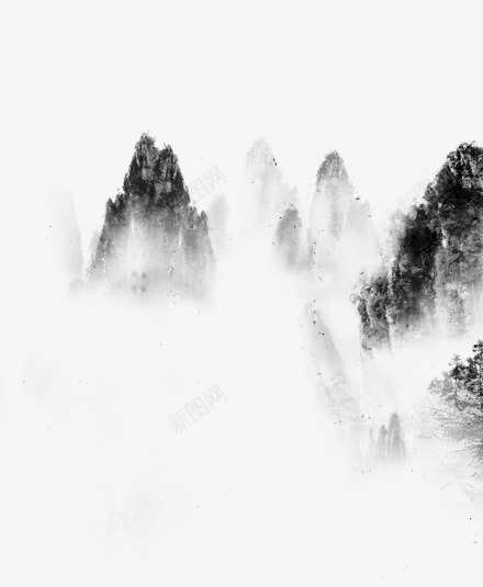山水背景png免抠素材_88icon https://88icon.com 中国风 古风水墨 山水 山峰 山脉 山脉线条 纹理
