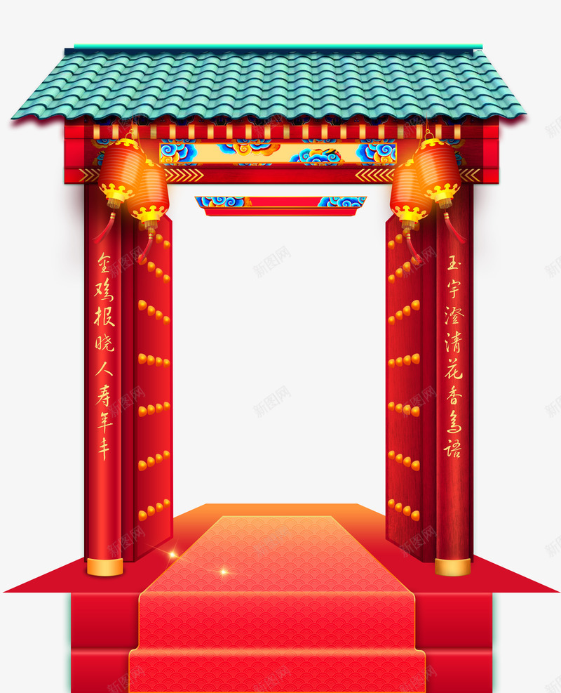 中国风门头psd免抠素材_88icon https://88icon.com 中国风 传统 古建筑 大门 彩色
