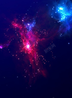 红色蓝色星光宇宙银河合成素材
