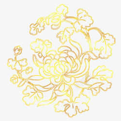 金色立体字中国风传统富贵牡丹立体烫金花纹高清图片