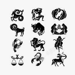 黑色星座素材十二星座黑色符号图标高清图片
