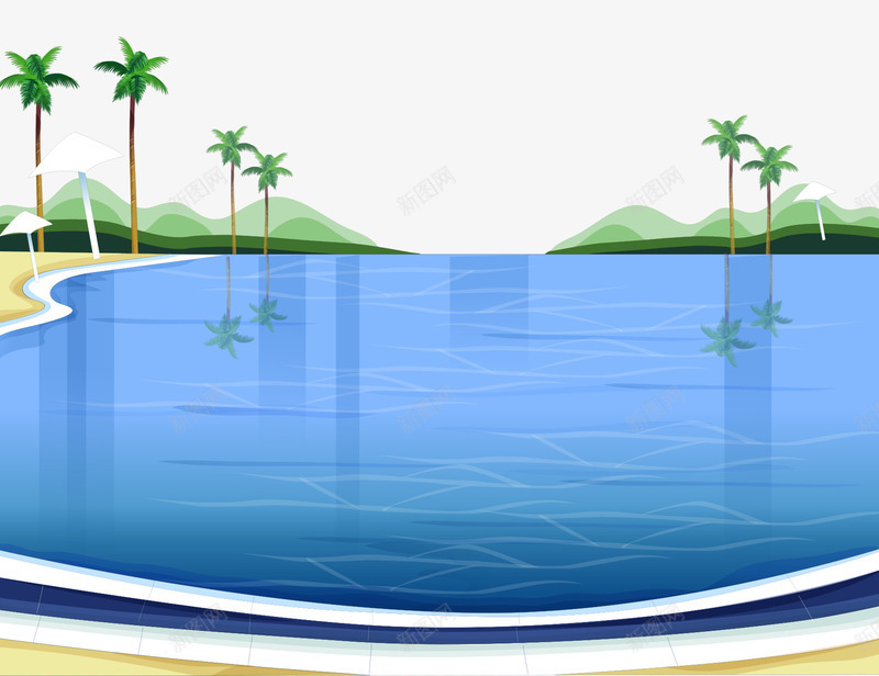 彩色海滨风景椰树沙滩矢量图ai免抠素材_88icon https://88icon.com 彩色的海滨 沙滩 海滨的风景 矢量的风景 绿色的椰树 矢量图
