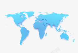 矢量立体地图蓝色立体世界地图平面图高清图片