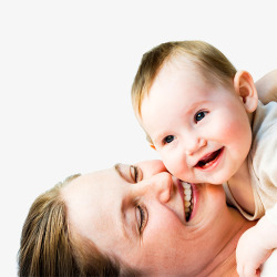 萌宝宝微笑笑着的母亲和婴儿高清图片