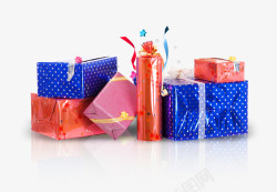 彩色生日礼物盒子彩带素材