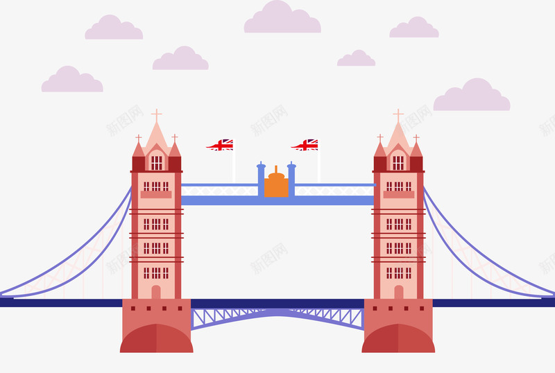 创意伦敦塔桥矢量图ai免抠素材_88icon https://88icon.com 伦敦 创意 塔桥 平面 矢量图