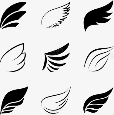 欧式元素黑色翅膀logo元素矢量图图标图标