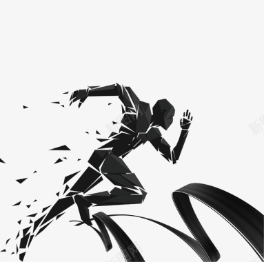 跑步黑色炫酷奔跑人物插画图标图标